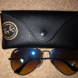 Aviator RayBans- black with blue lens